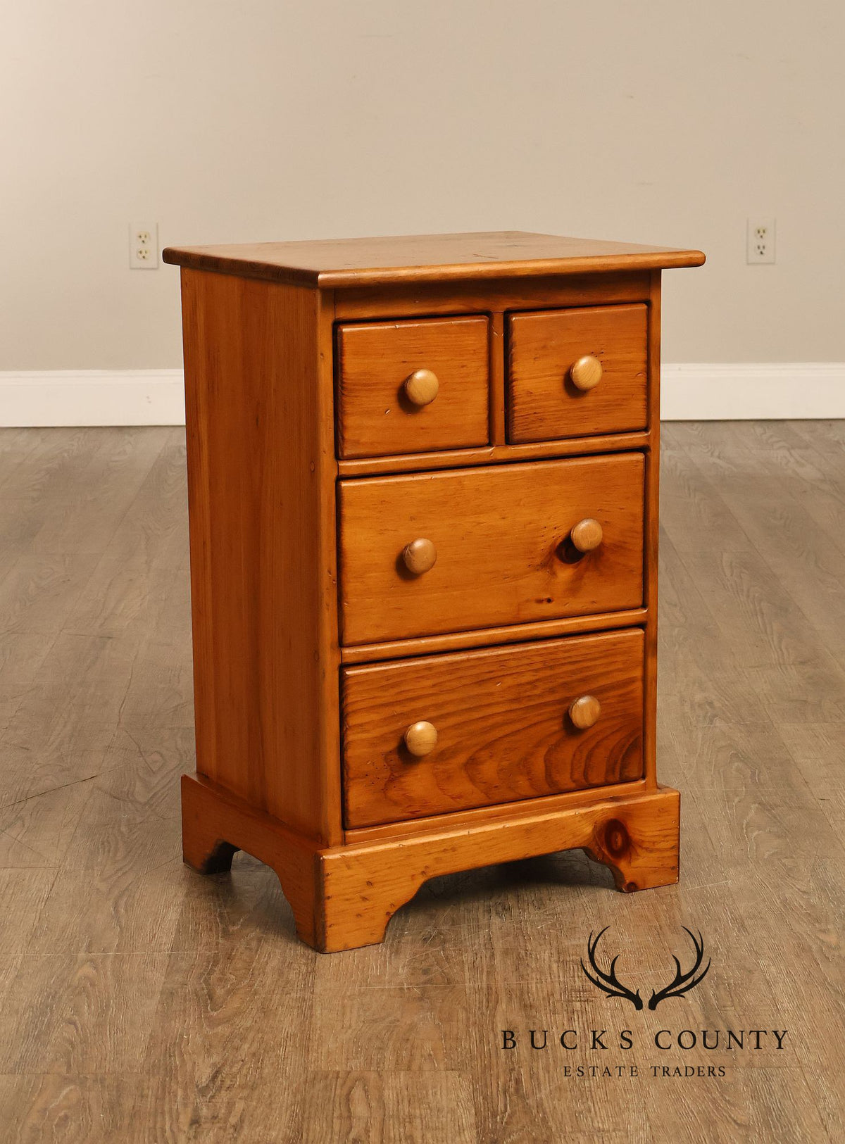 Rustic Pine Four-Drawer Nightstand