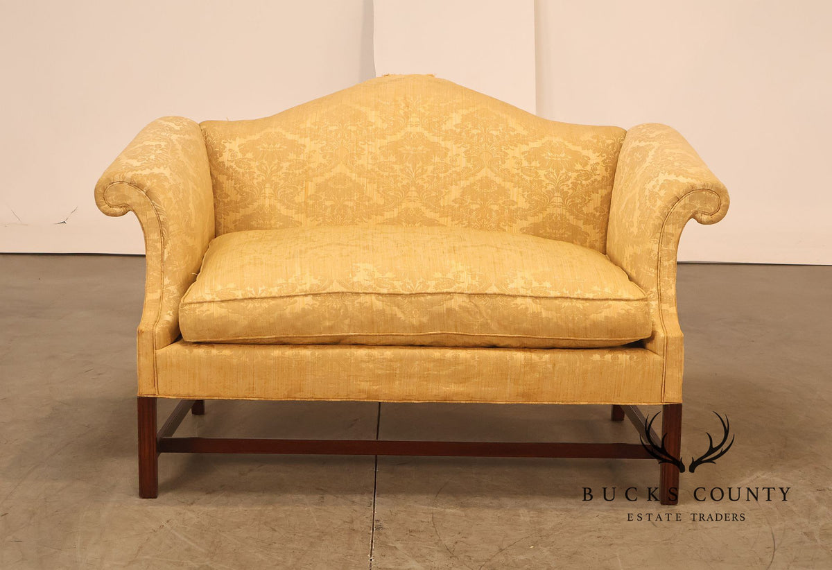 Chippendale Style Vintage Camelback Mahogany Loveseat Frame