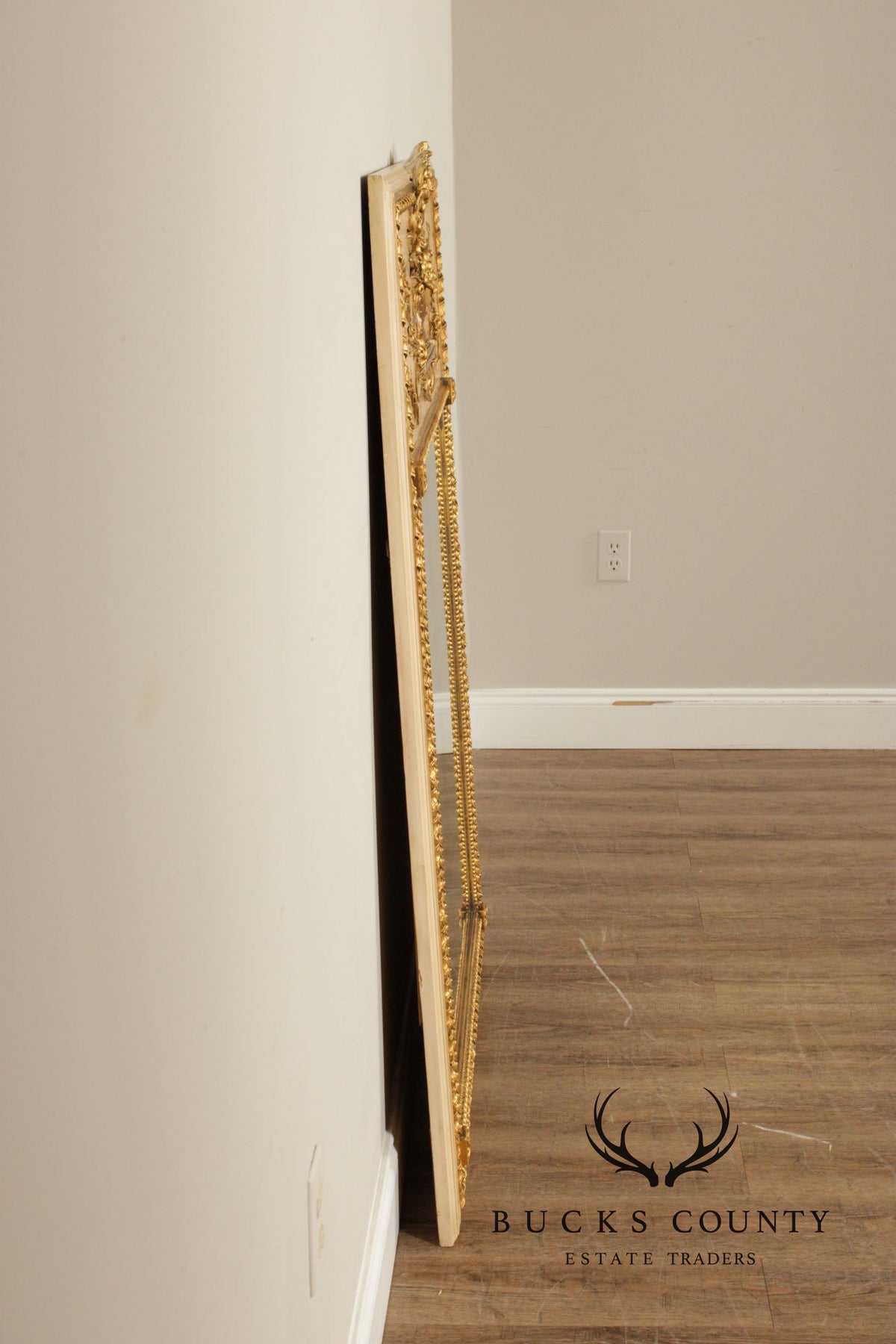 Vintage French Neoclassical Style Partial Gilt Trumeau Mirror