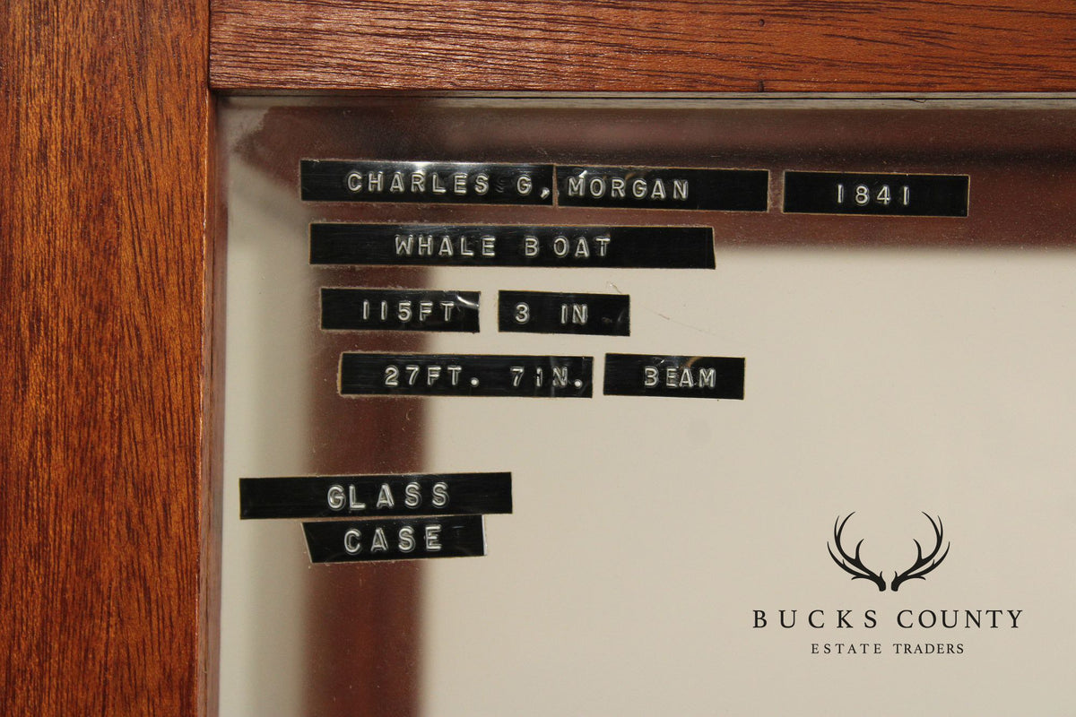 Charles W. Morgan 1841 Whaling Ship Wooden Model In Glass Display Case