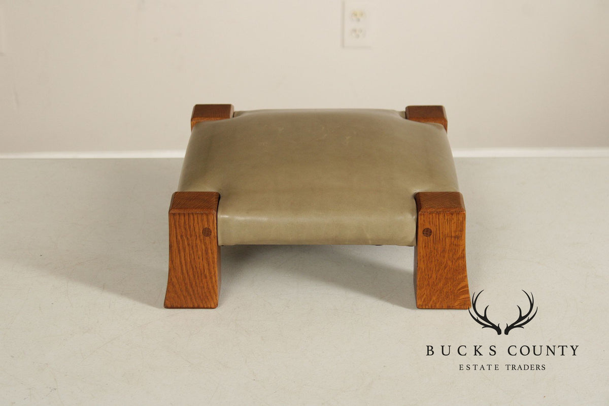 Stickley Mission Collection Oak and Leather Monk Footstool