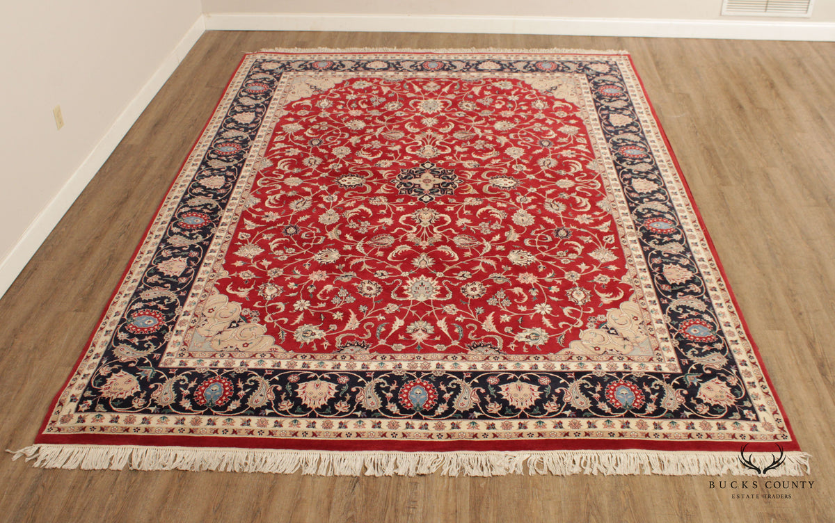 Persian Kashan Large Woven Wool Area Rug, 13' x 9'