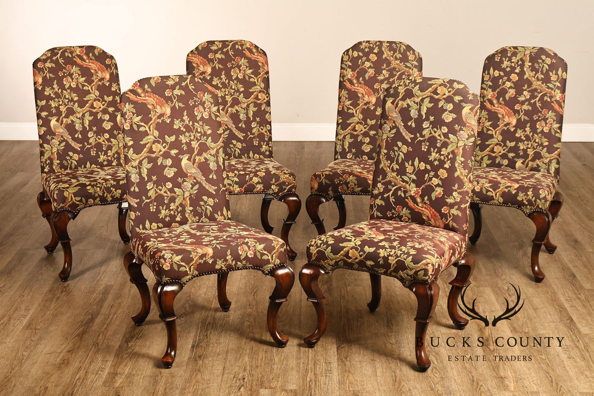 Banks Coldstone By Sarreid Set Of Six Queen Anne Style Upholstered Dining Chairs