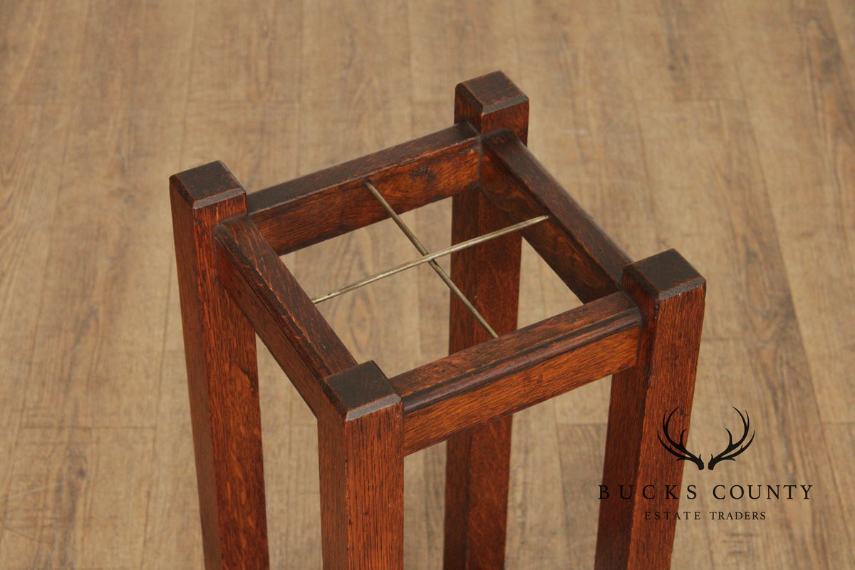 Antique Mission Oak Arts & Crafts Oak Umbrella Stand