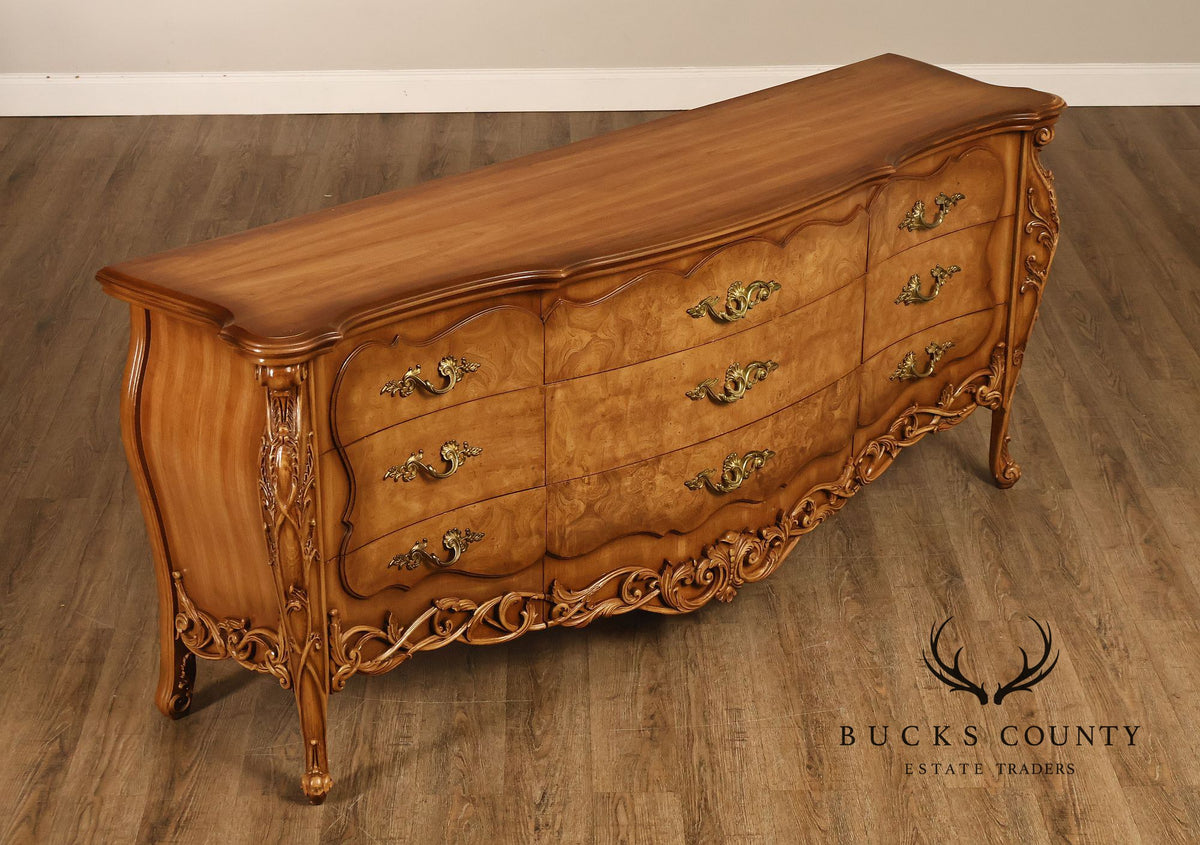 Italian Rococo Style Walnut Triple Chest