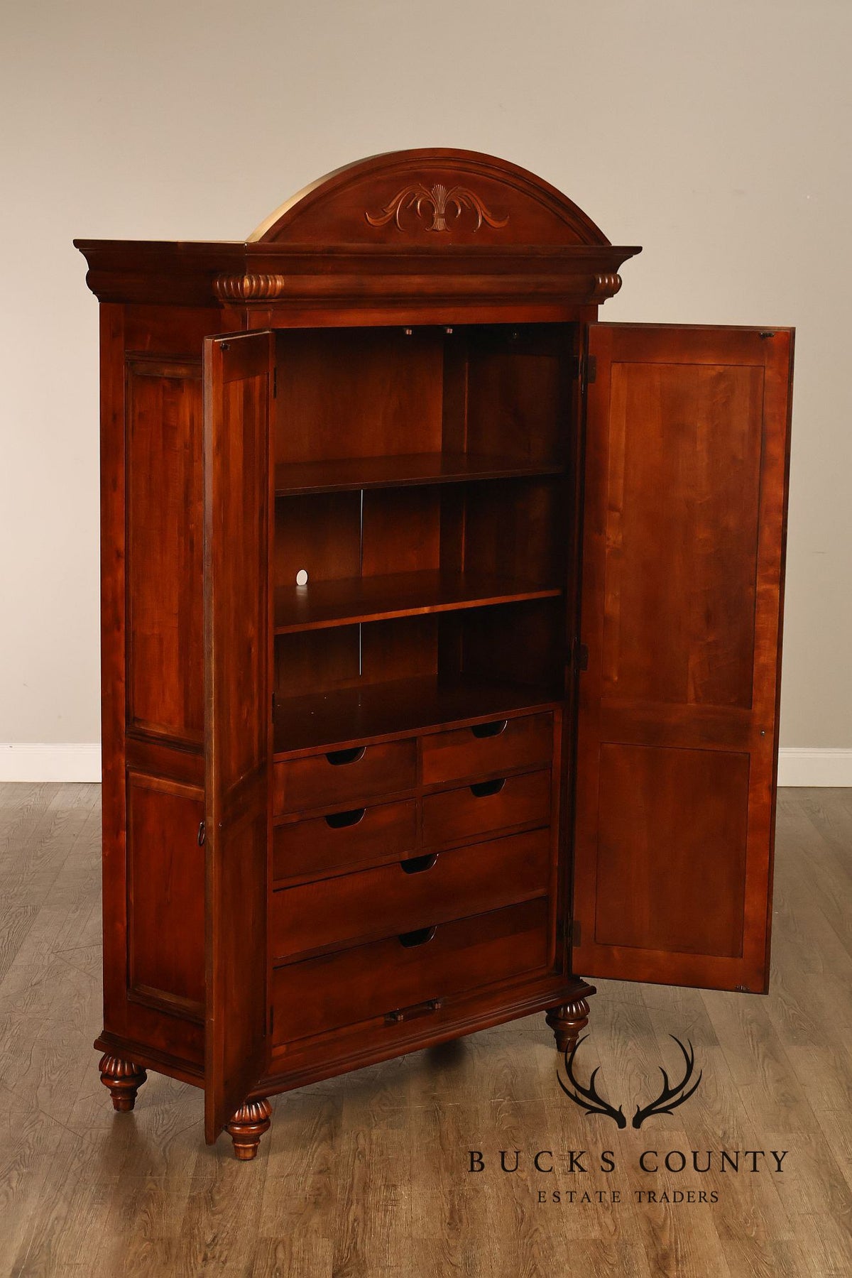 Ethan Allen 'British Classics' Carved Maple And Birch Armoire