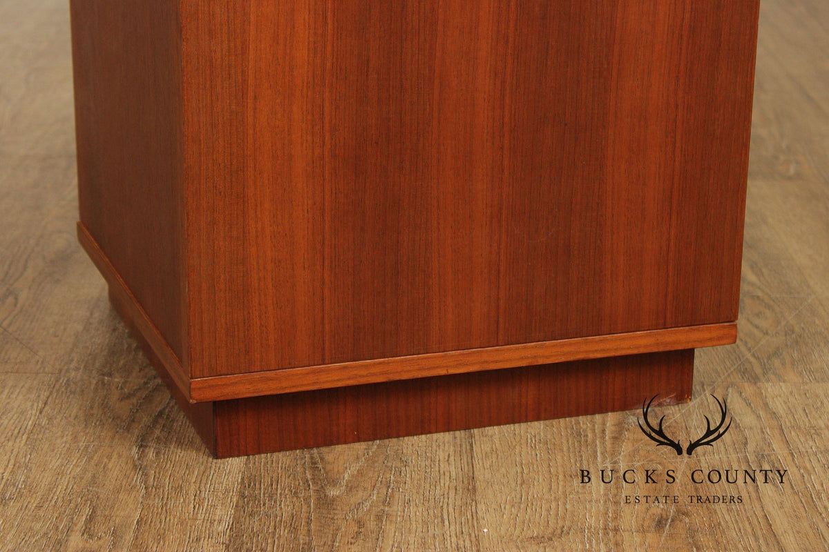 Pair Of Danish Modern Style Teak Single Door Nightstands