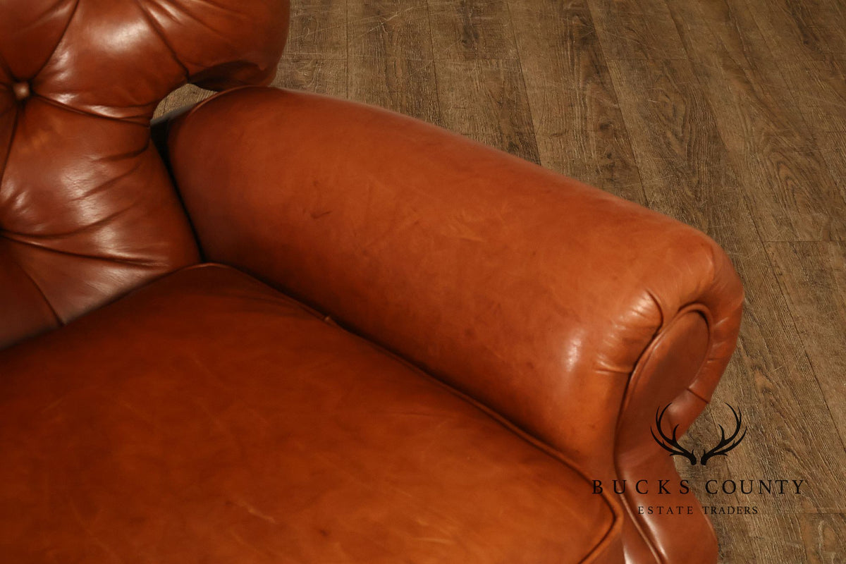 La-Z-Boy Tufted Leather Recliner Chair and Ottoman