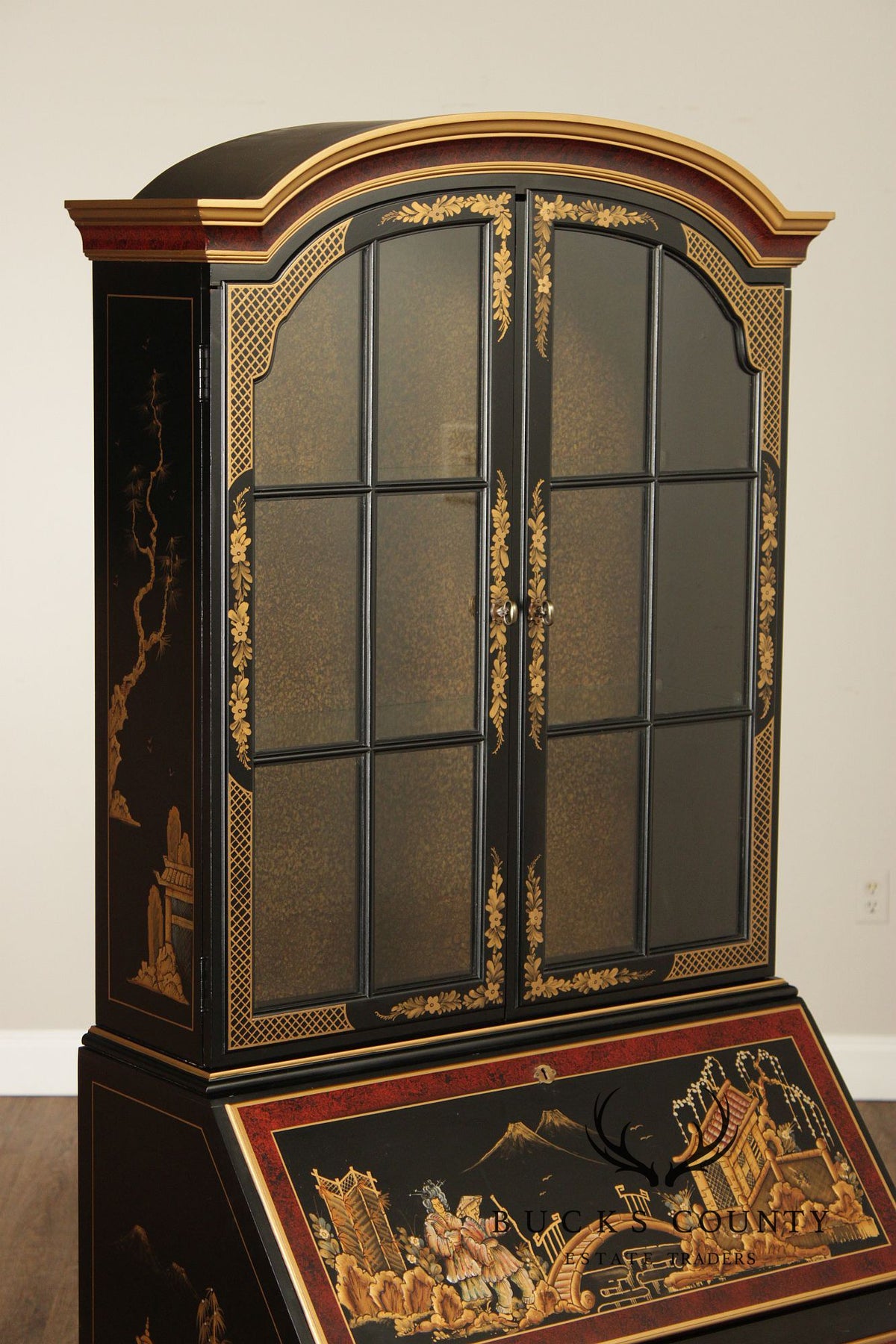 Maddox Colonial Hand Painted Chinoiserie Secretary Desk