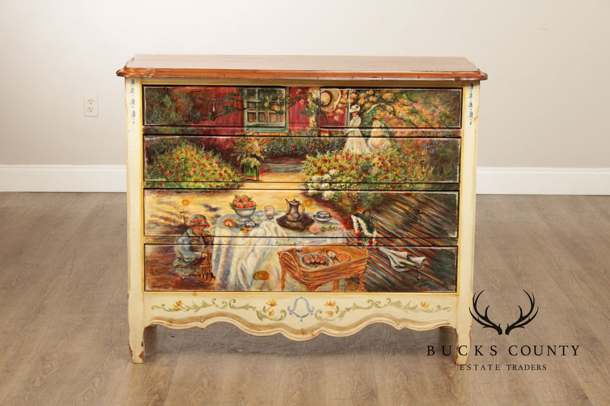 Habersham Claude Monet Collection Hand Painted French Provincial Chest Of Drawers