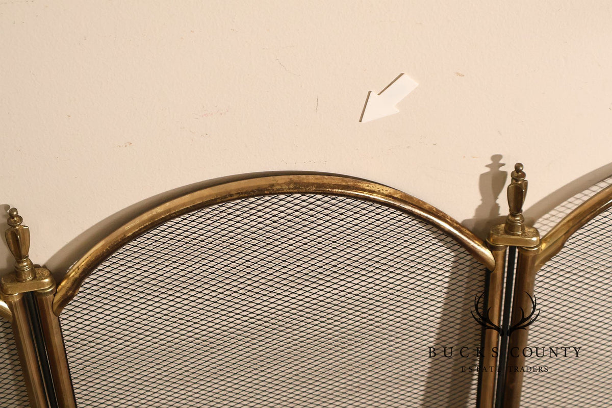 Vintage Brass Three-Panel Fireplace Screen