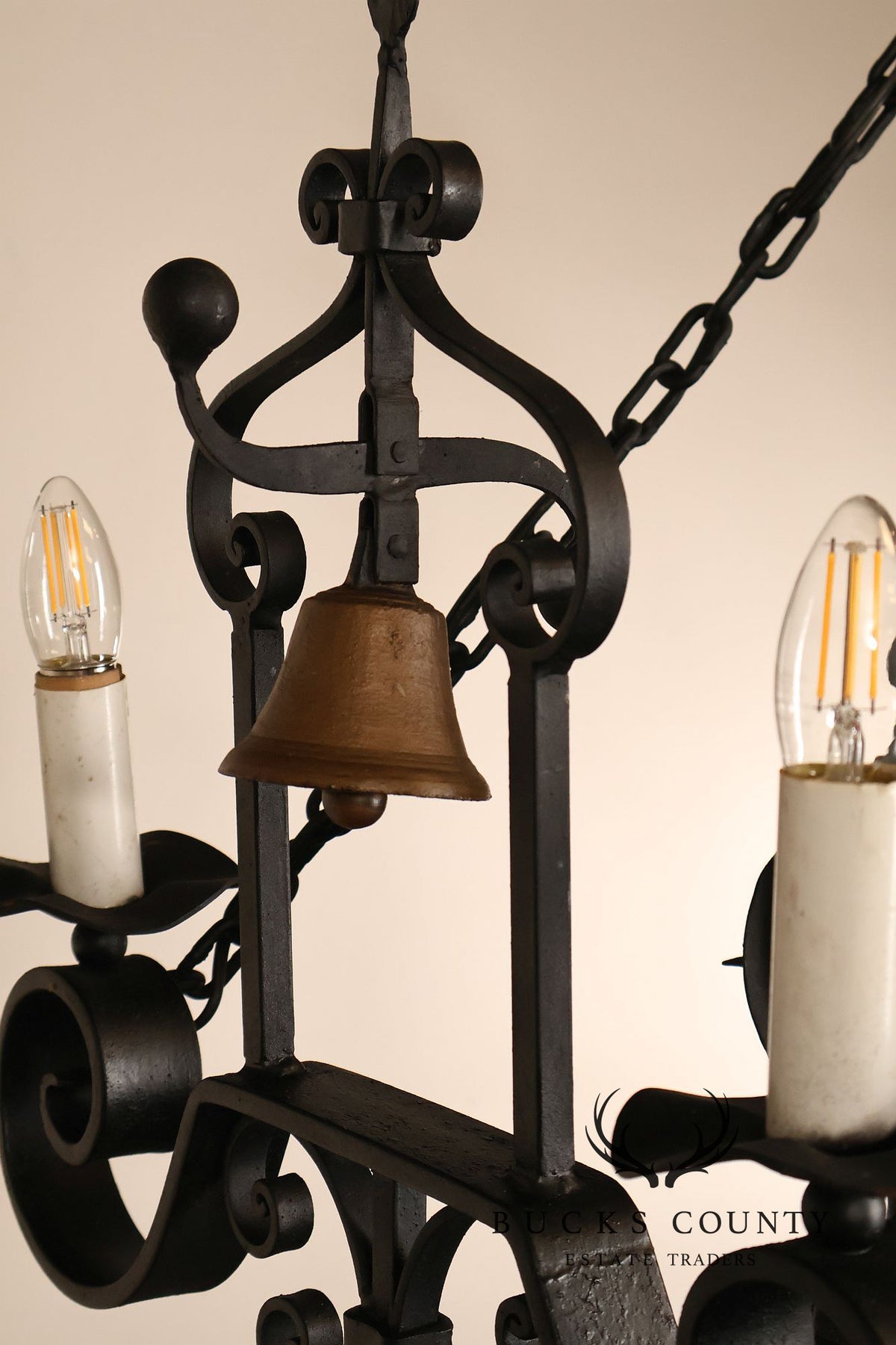 Quality Hand Forged Spanish Revival Wrought Iron Chandelier