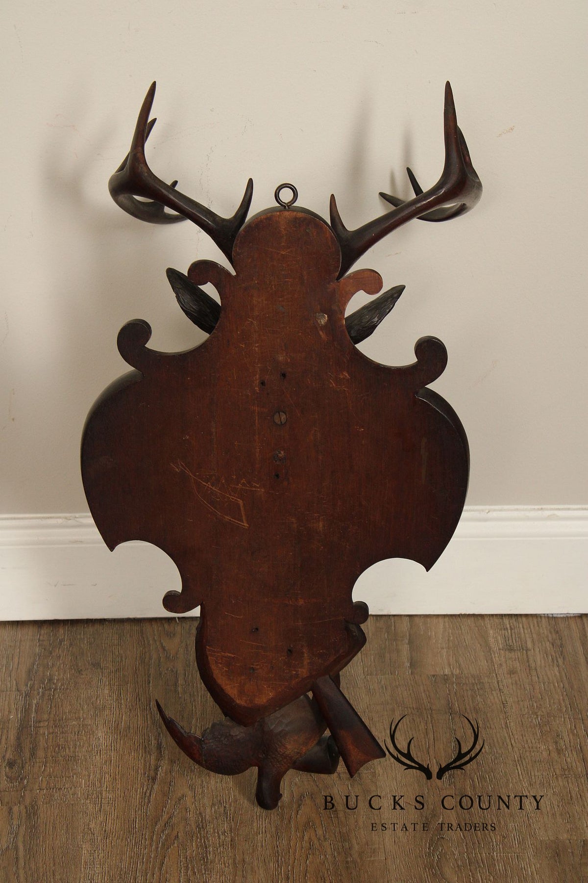 Antique German Black Forest Deer Hunting Trophy Plaque