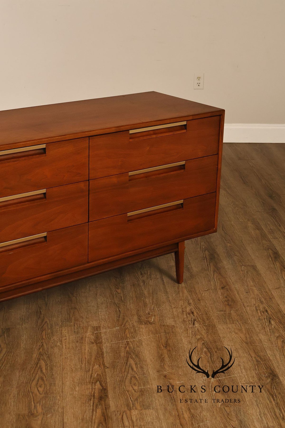 Mid Century Modern Walnut Double Dresser