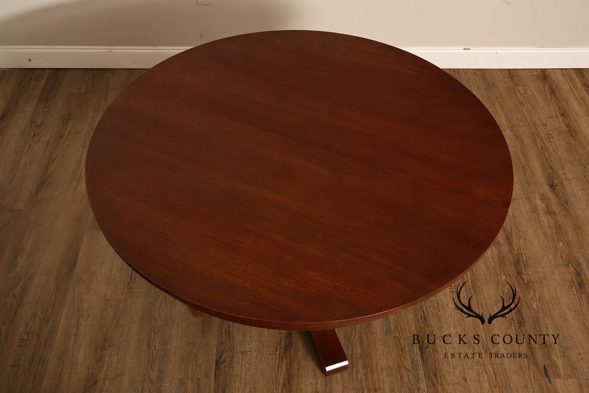 Stickley Mission Collection Round Oak Expandable Dining Table