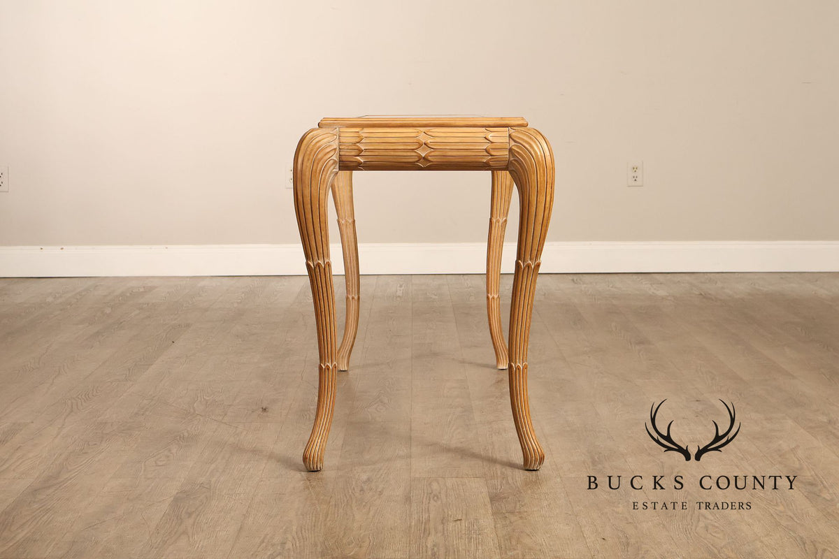 Hollywood Regency Narrow Glass Top Sofa Table