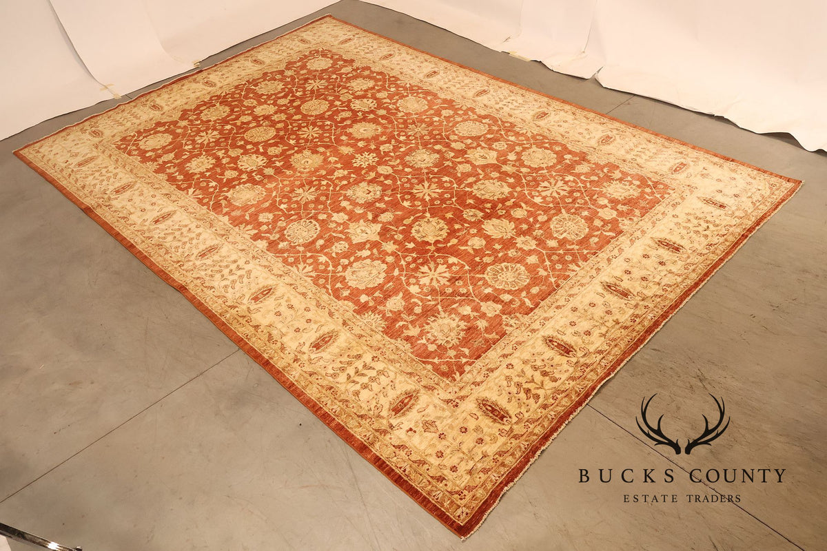 9' x 14' Traditional Oriental Style Rust And Cream Floral Area Rug