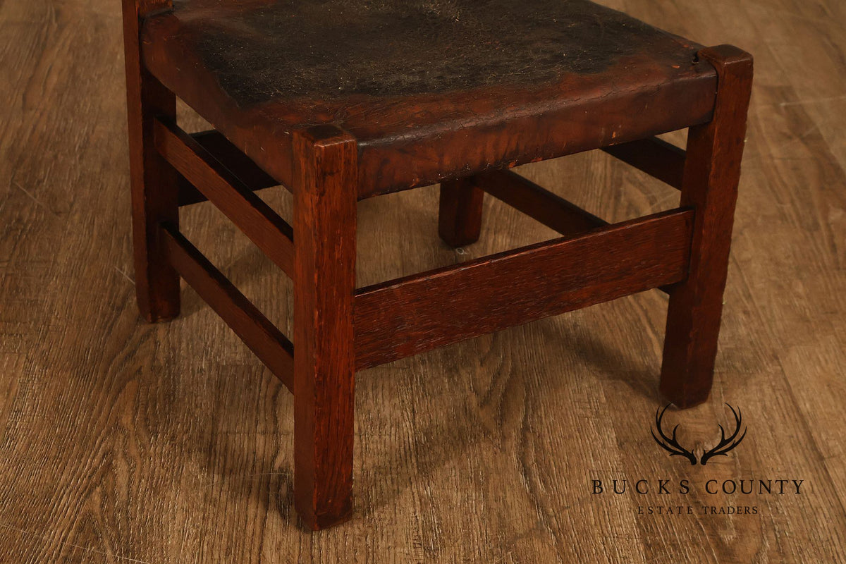 Antique Gustav Stickley Arts And Crafts Oak Child's Chair And Rocker