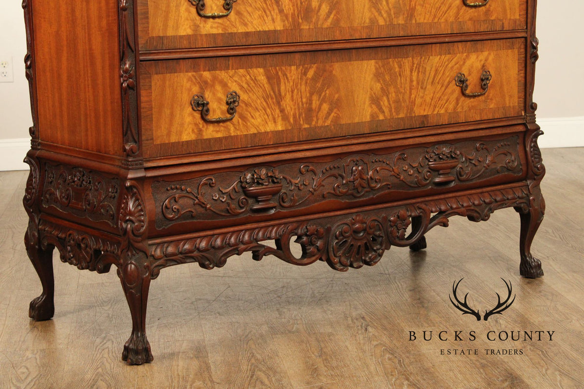 Georgian Style Carved Mahogany Commode