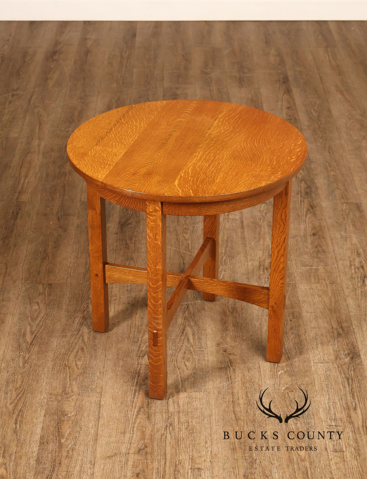 Stickley Mission Collection Round Oak Side Table
