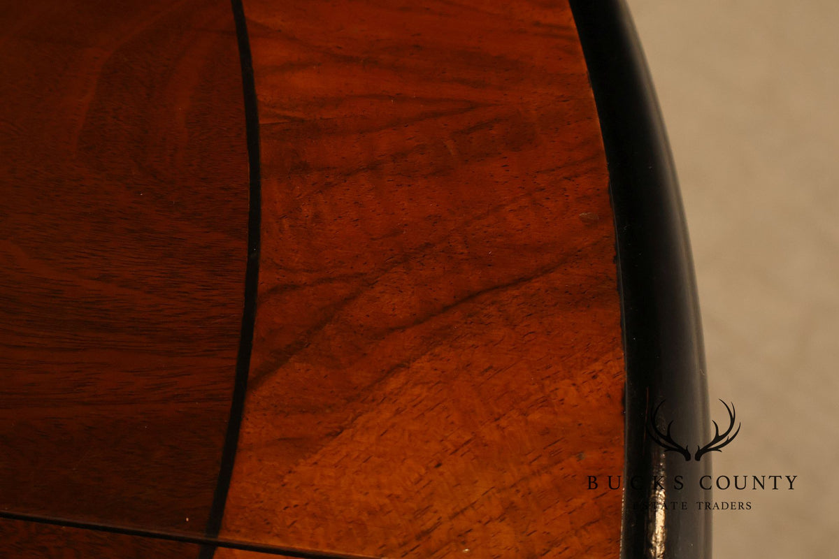 Traditional Round Mahogany Dining Table With Leaf And Banded Top