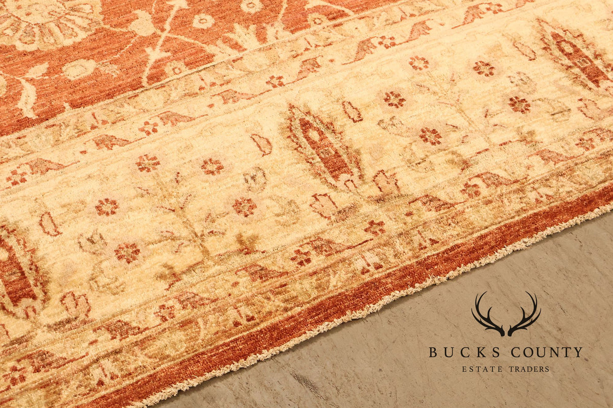 9' x 14' Traditional Oriental Style Rust And Cream Floral Area Rug