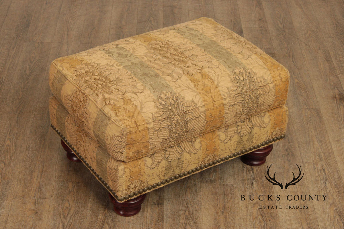 Thomasville Traditional Style Pair of Upholstered Ottomans