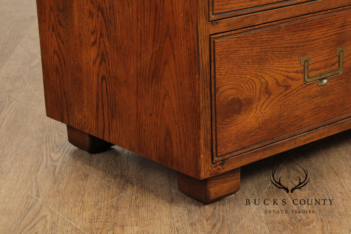 Henredon Campaign Style Oak Triple Dresser