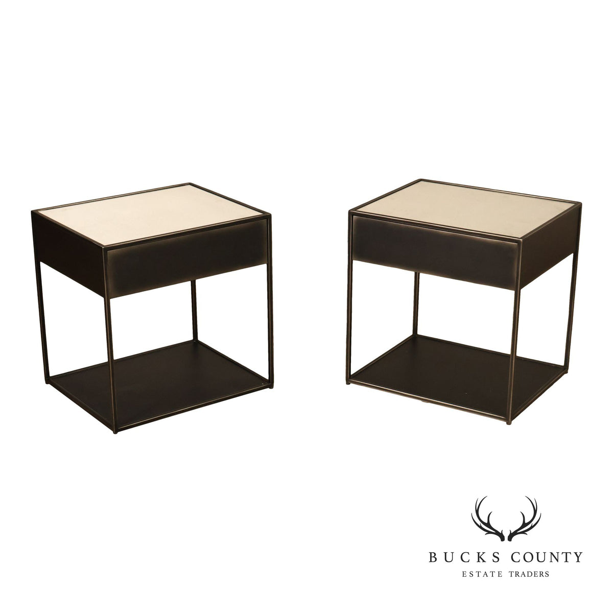 Restoration Hardware Pair Of Gramercy Mirrored End Tables