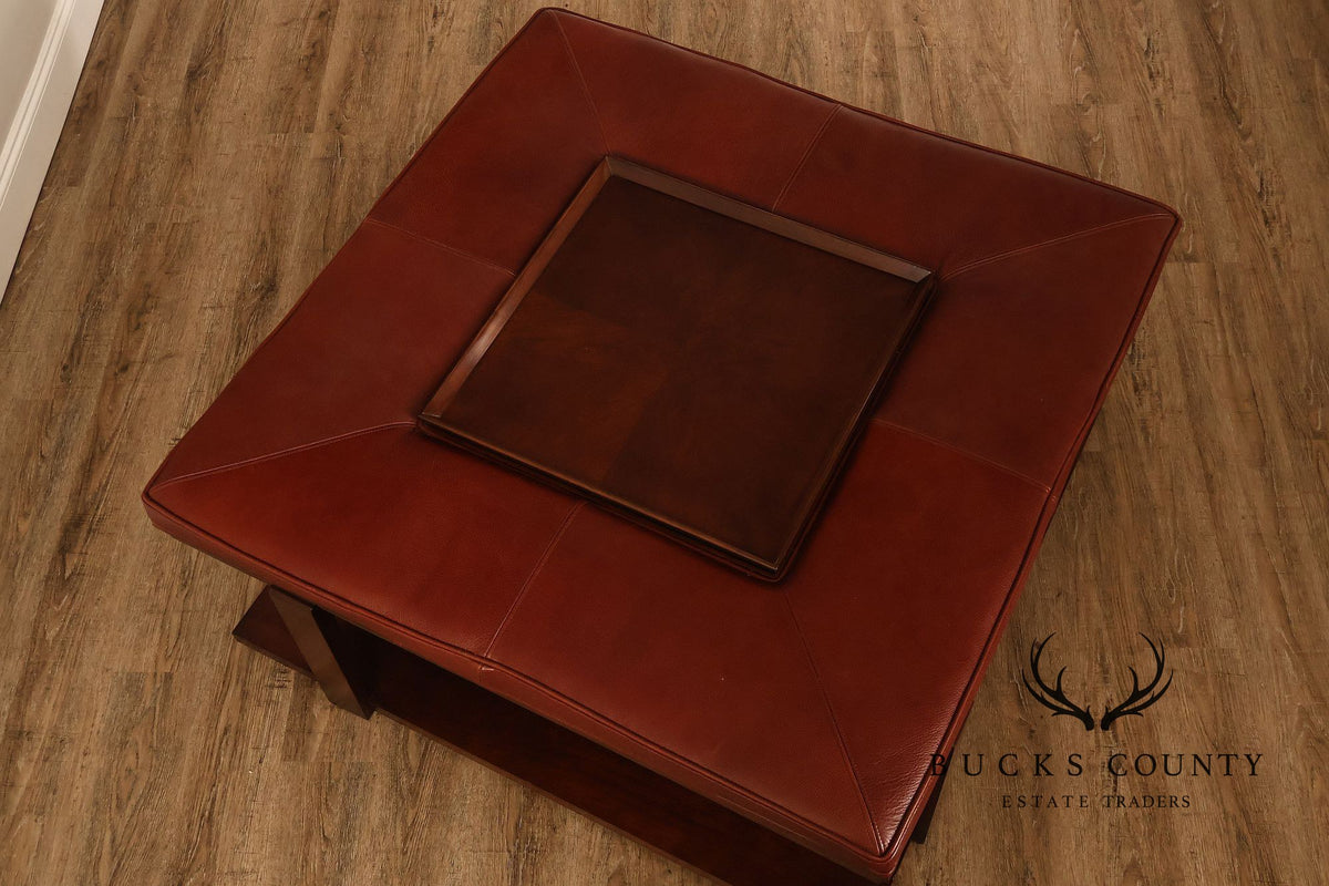 CTH Sherrill Occasional Leather Two-Tier Coffee Table