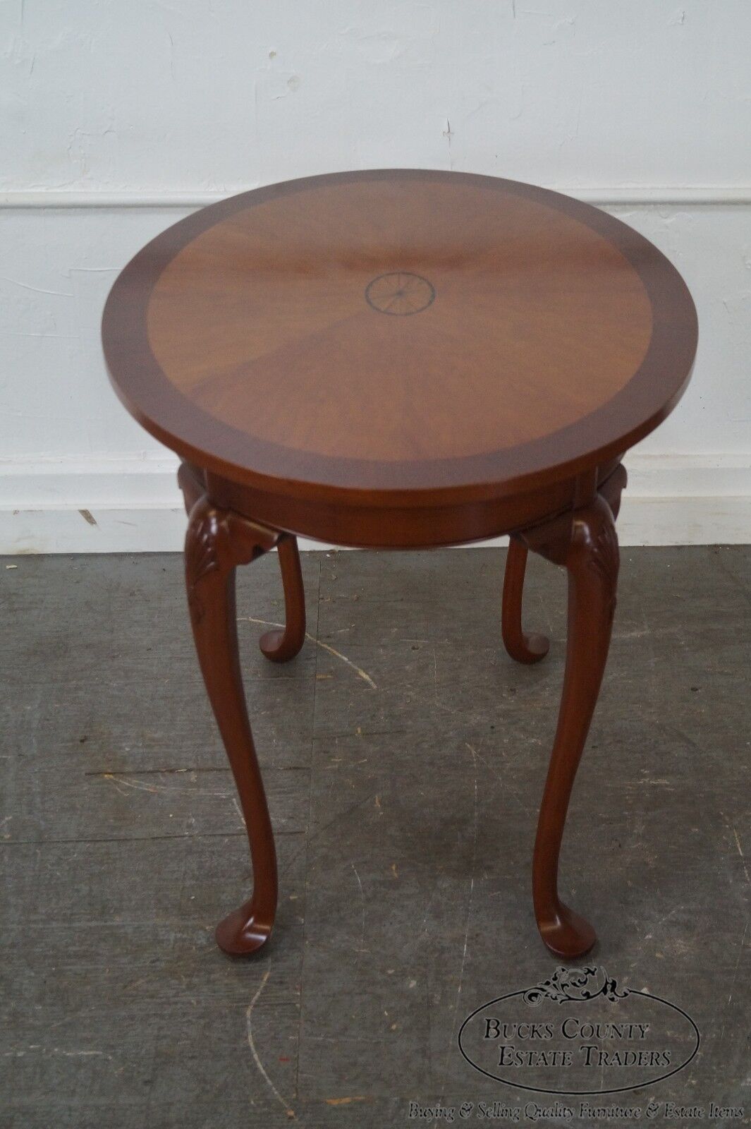 Hand Crafted Mahogany Inlaid Oval Side Table by Alvin Rothenberger