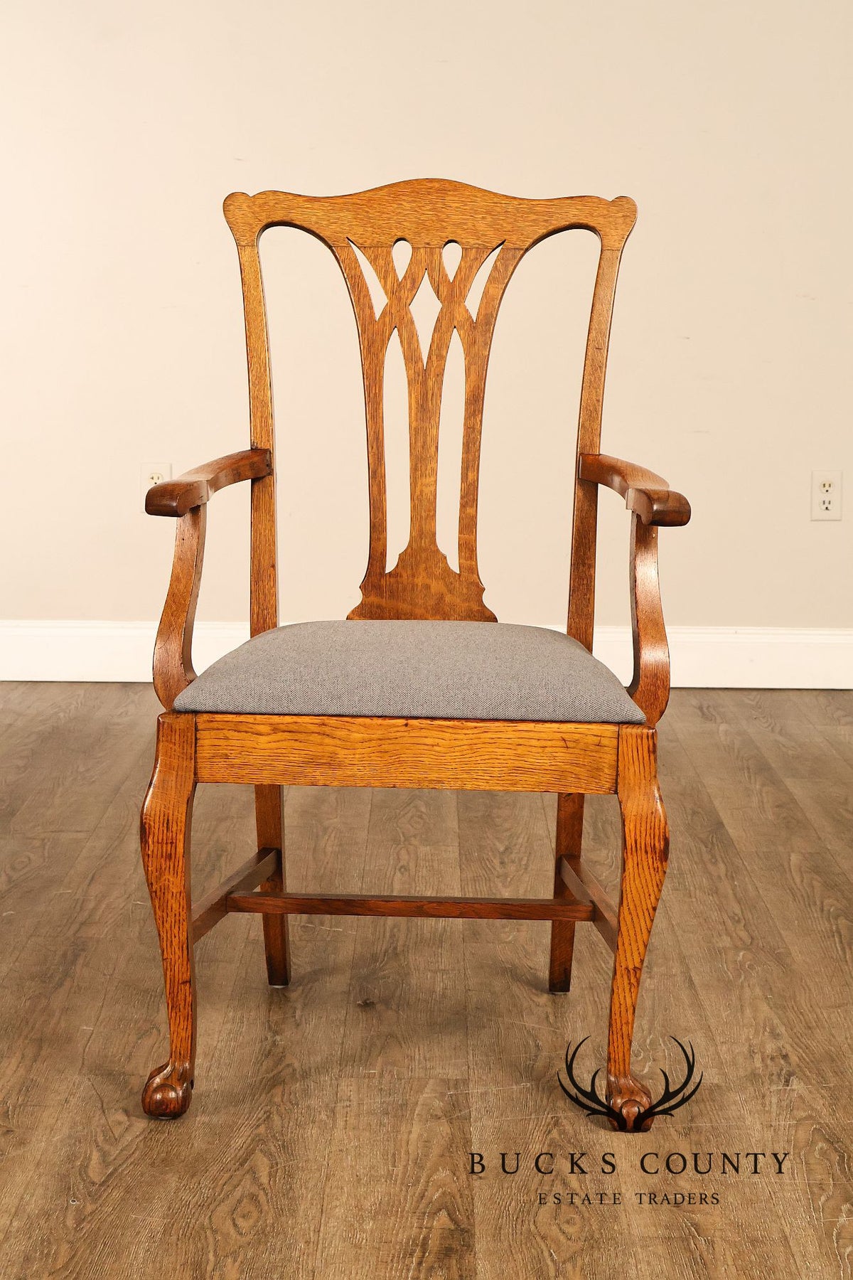 Renaissance Revival Set of Five Carved Oak Dining Chairs