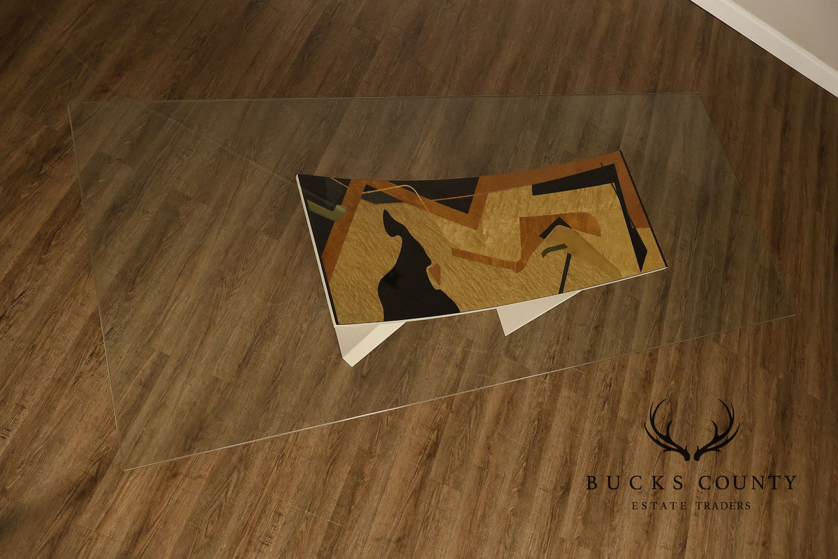 Constantini Pietro Glass Top Sculptural Dining Table