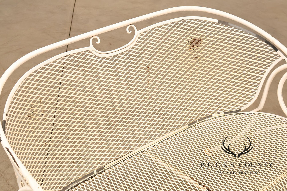 Woodard Wrought Iron Mesh Outdoor Loveseat Bench
