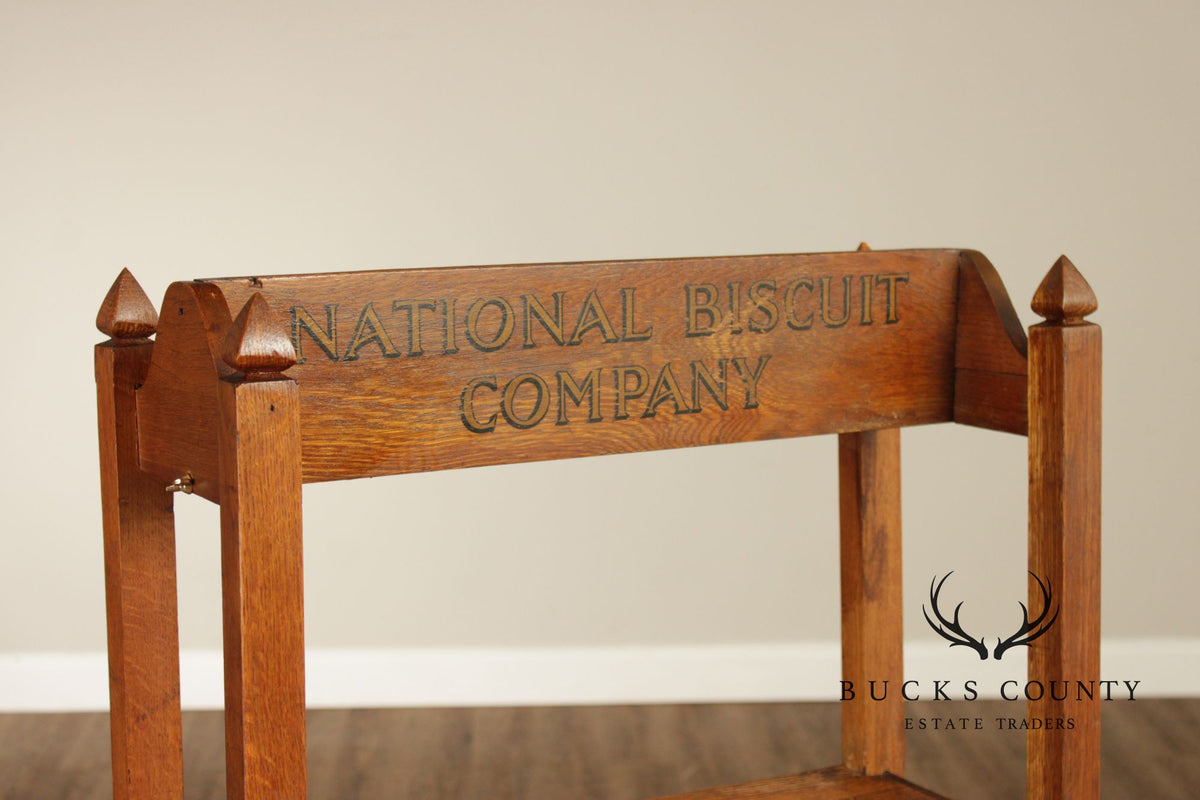 National Biscuit Company Arts & Crafts Oak Display Shelf