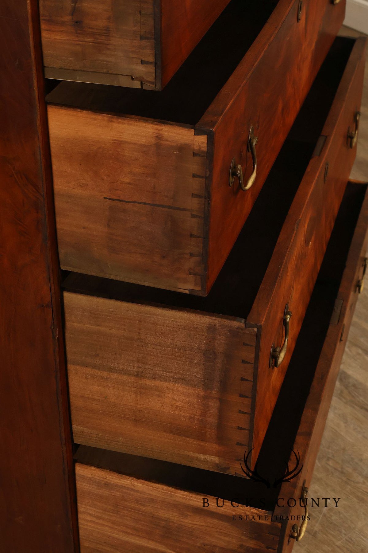 Antique 18th Century American Walnut Tall Chest Of Drawers