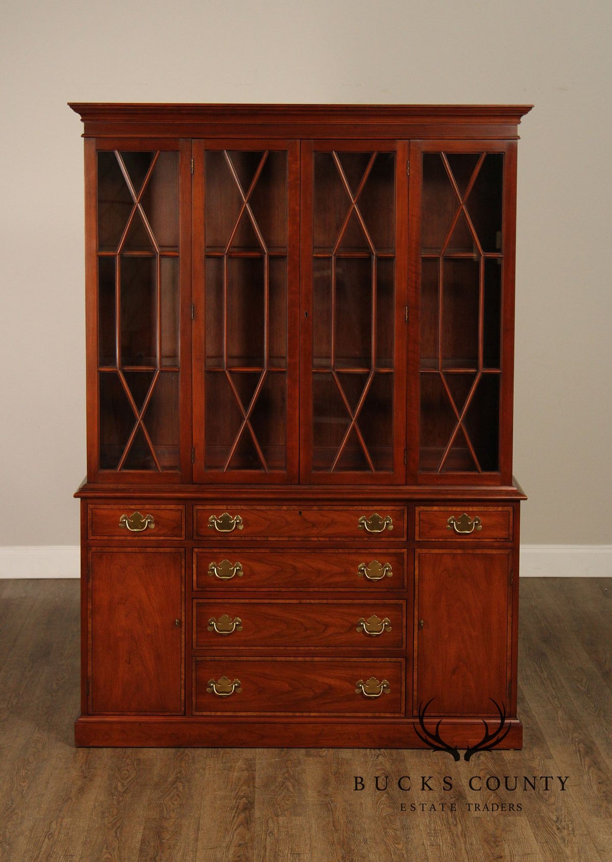 Henkel Harris Cherry Breakfront China Cabinet