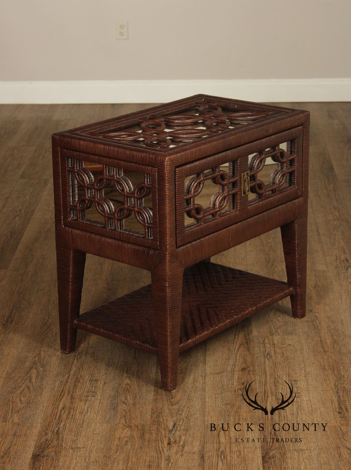 Laneventure 'Excursions' Pair of Mirrored Wicker Nightstands