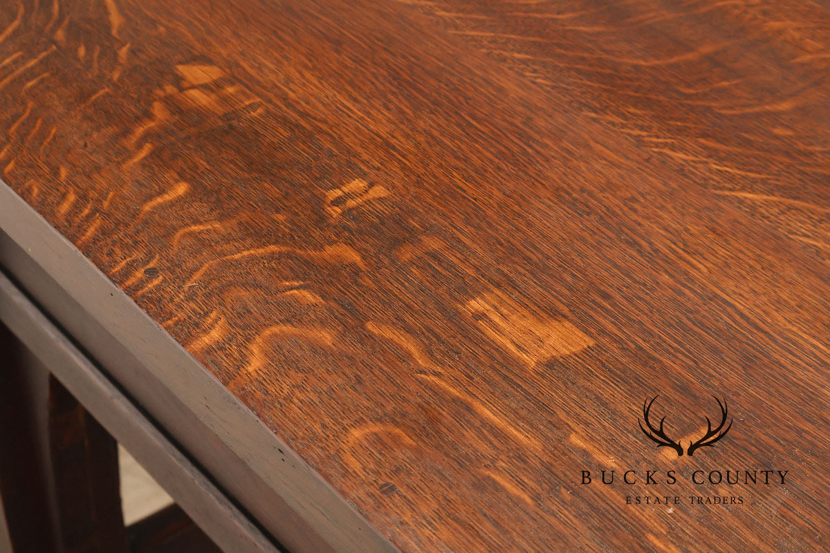 Early Gustav Stickley No. 460 Oak Library Table With Rare Hardware
