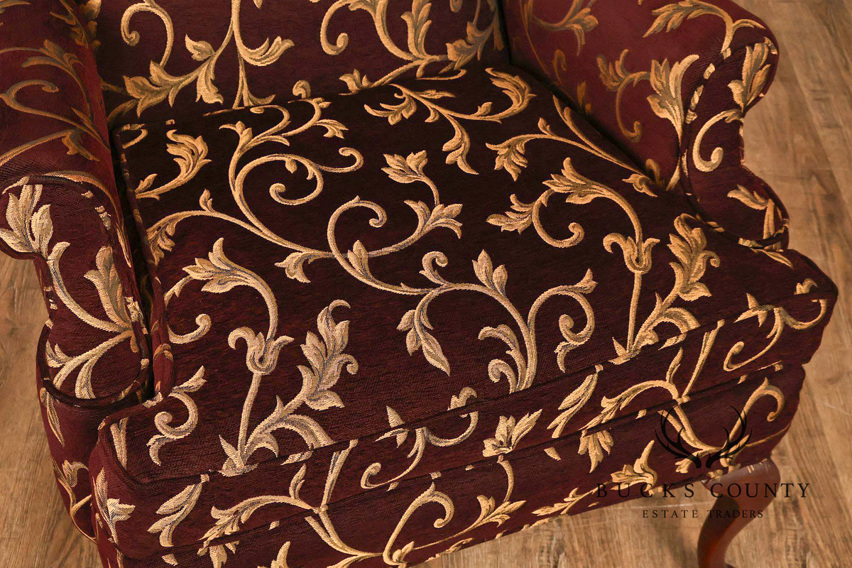 Traditional Queen Anne Style Upholstered Wingback Chair
