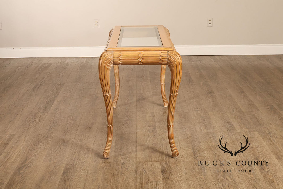 Hollywood Regency Narrow Glass Top Sofa Table