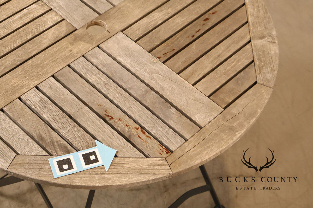 French Style Teak and Wrought Iron Five-Piece Bistro Set