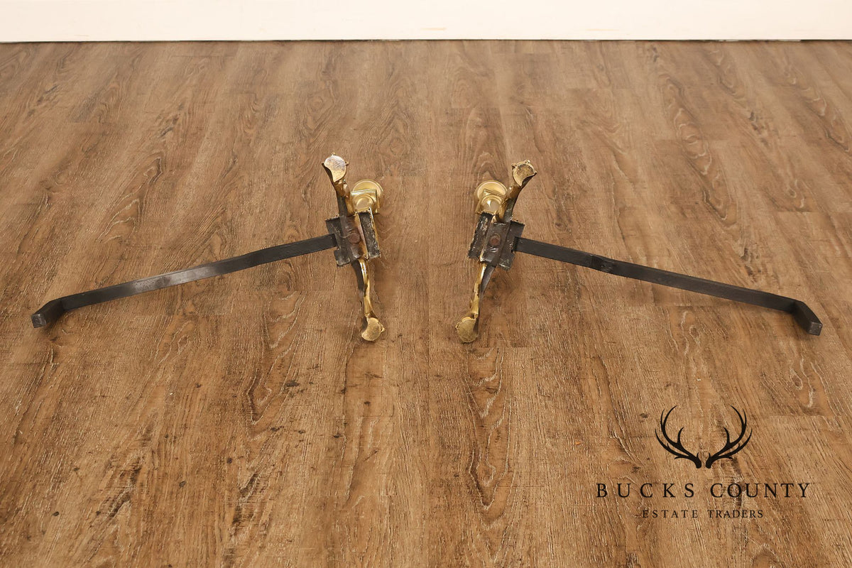 Federal Style Pair Of Brass Andirons