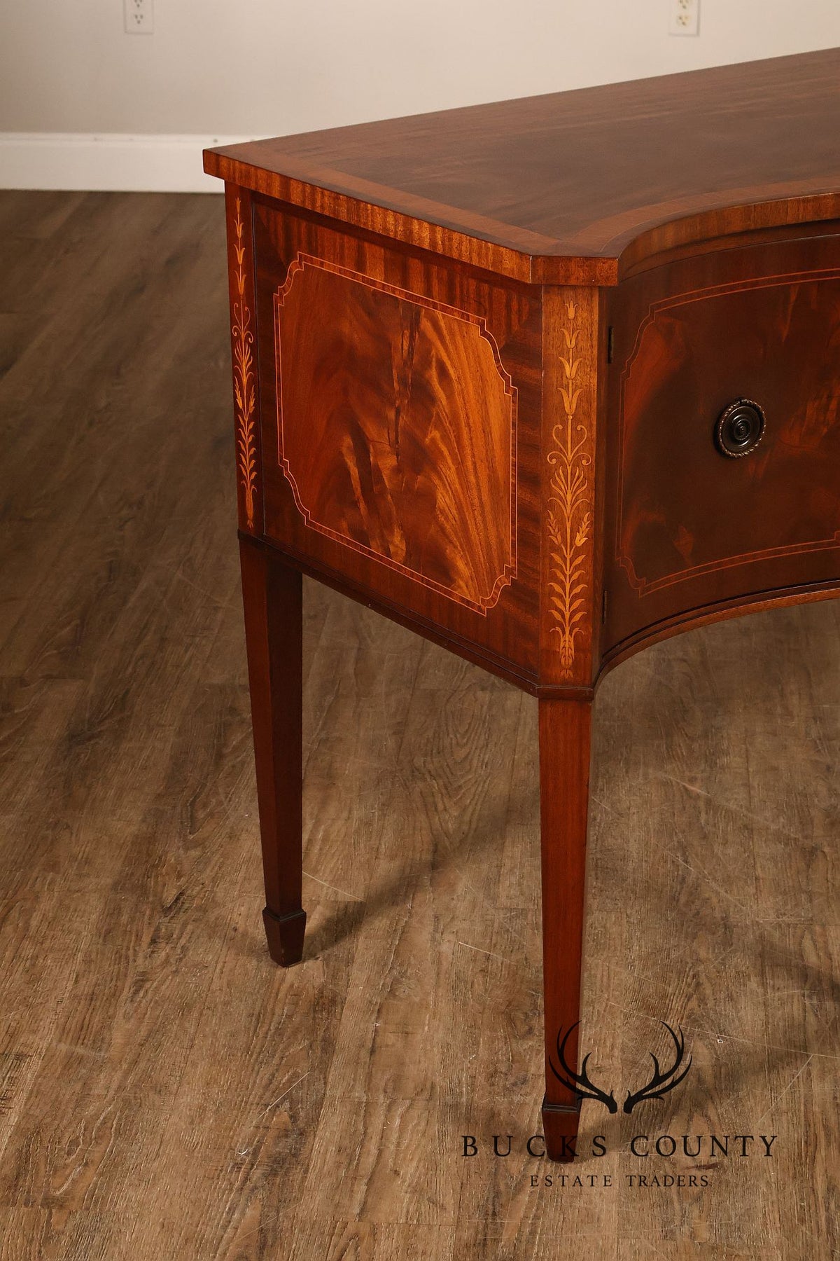 Federal Style Custom Mahogany Sideboard With Inlay And Tambour Door