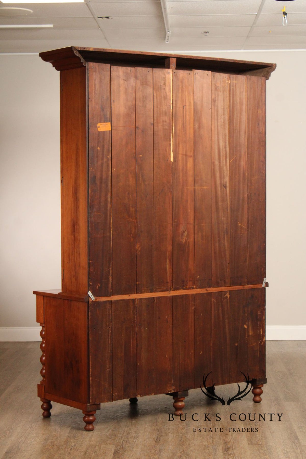 Antique American Empire Large Cherry Stepback Bookcase
