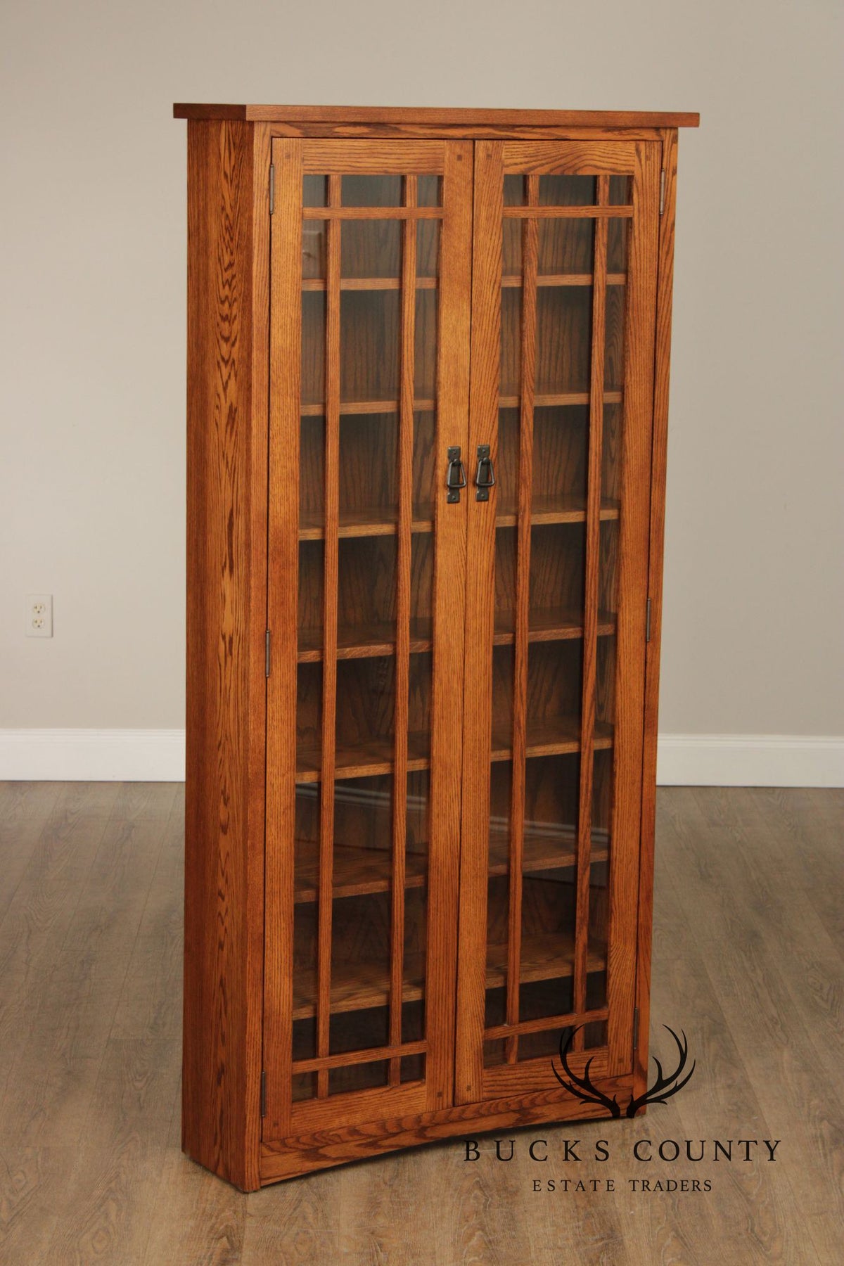 Mission Style Oak Two-Door Bookcase