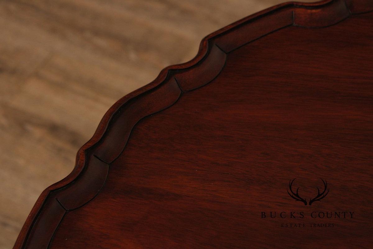 Henkel Harris Chippendale Style Mahogany Tilt Top Pie Crust Table