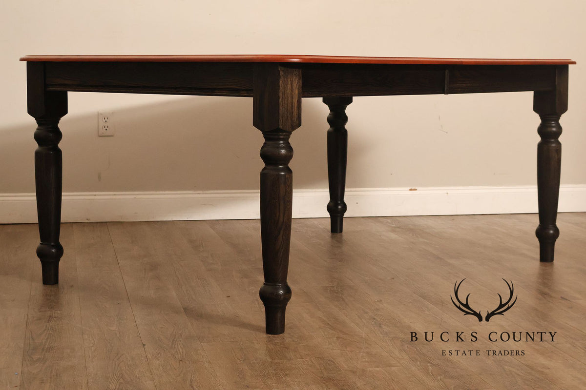 Farmhouse Style Oak Expandable Dining Table