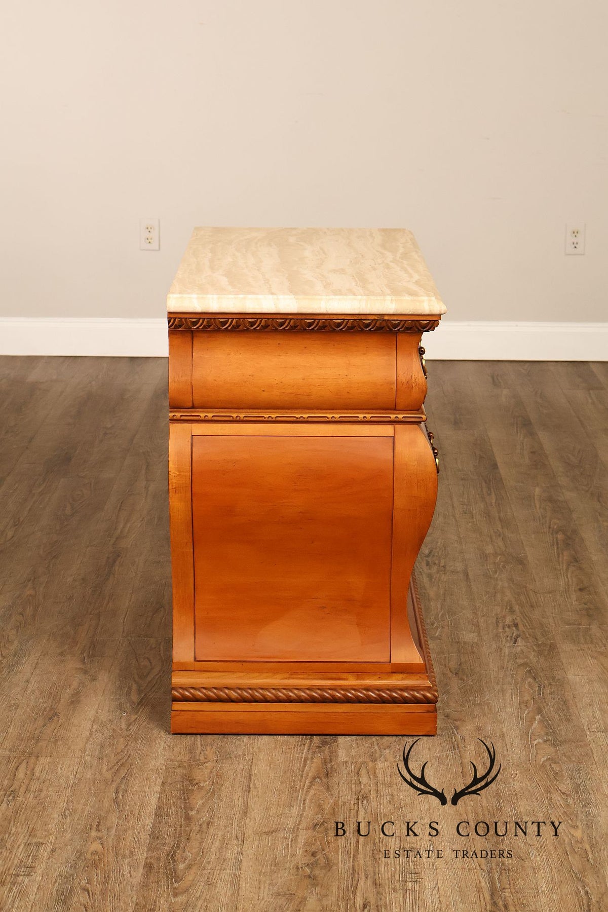 Century Furniture Baroque Style Marble Top Bombe Chest Of Drawersd