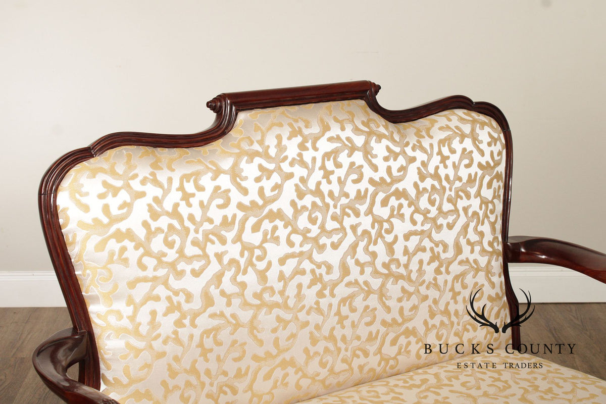Maitland Smith Georgian Style Carved Mahogany Settee